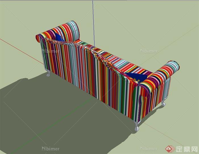 某现代风格详细客厅沙发设计SU模型[原创]