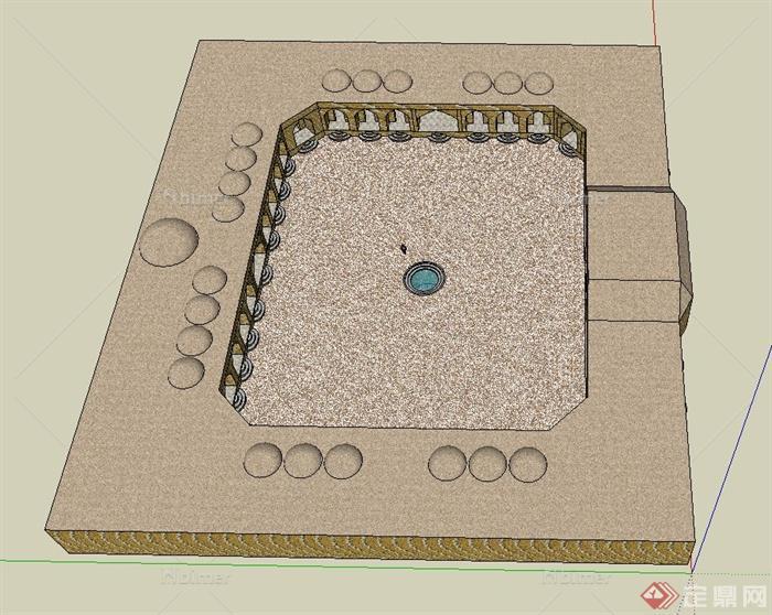 某单层商队大旅馆建筑设计SU模型