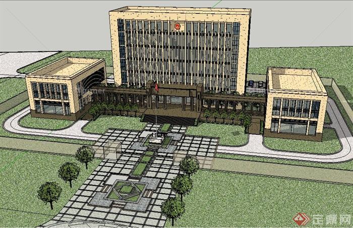 地方检察院大楼建筑设计SU模型