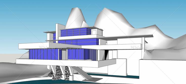 现代山地别墅(80074)su模型下载