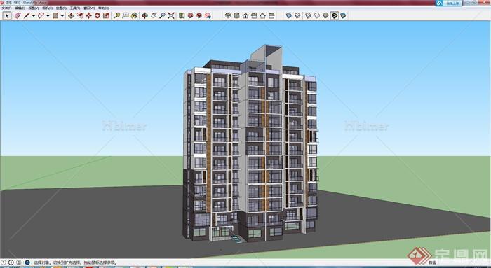 某高层建筑居住楼房设计SU模型素材