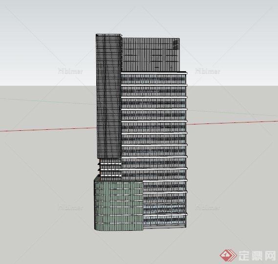 某现代高层独栋办公建筑设计SU模型