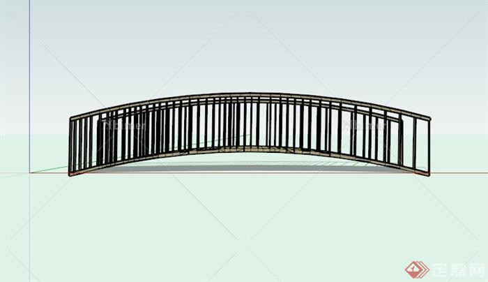 现代拱形木园桥设计SU模型[原创]