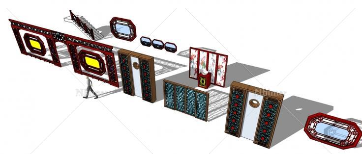 超精致的中式建筑构件！提供SketchUp模型下载分