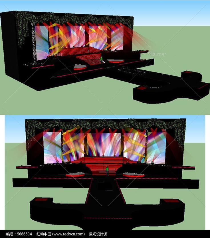 舞台舞美背景设计SU草图大师skp模型