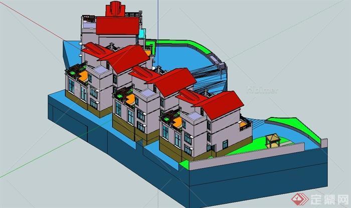某漂亮别墅小区建筑设计su模型