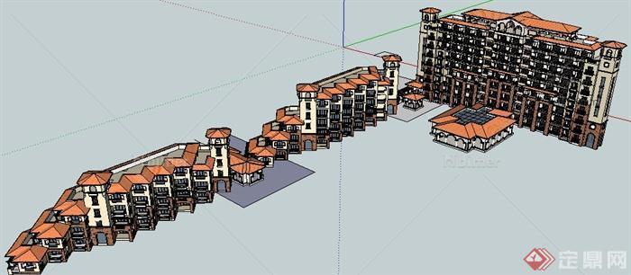 低层多层住宅设计建筑SU模型