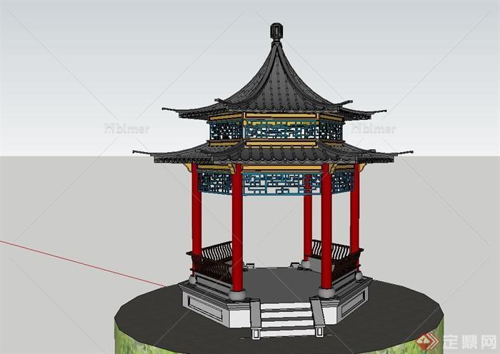 古典中式亭子设计su精致模型