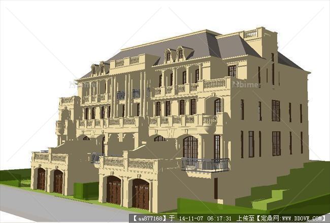 法式别墅建筑精细SU设计模型