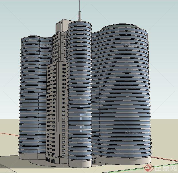 现代高层商务楼建筑SU模型