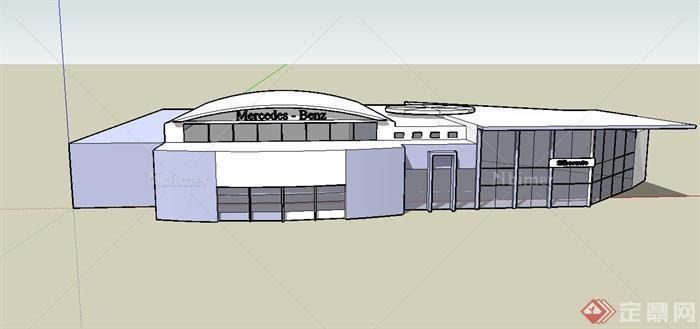 某现代单层汽车城建筑设计SU模型