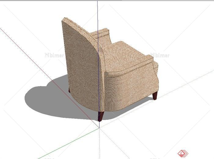 某现代风室内单人沙发椅设计SU模型[原创]