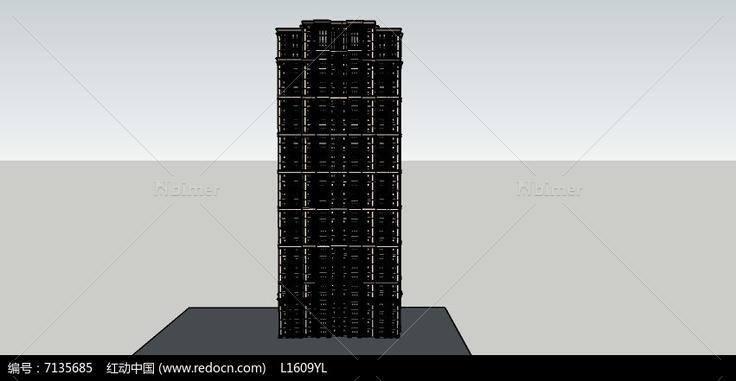 古典风格高层建筑SU