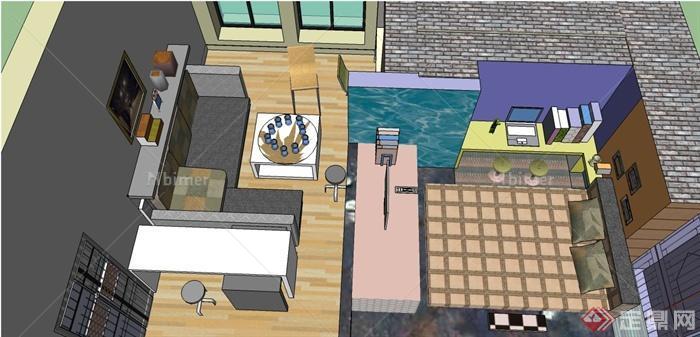 单身公寓复式住宅室内设计SU模型