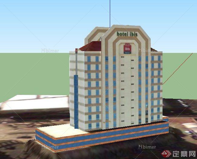 现代某多层华柱酒店建筑设计SU模型