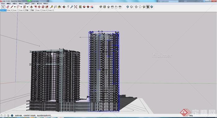 现代高层住宅建筑设计SU模型