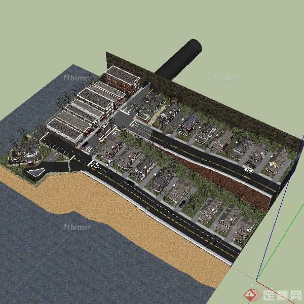 某海边小镇建筑规划设计su模型