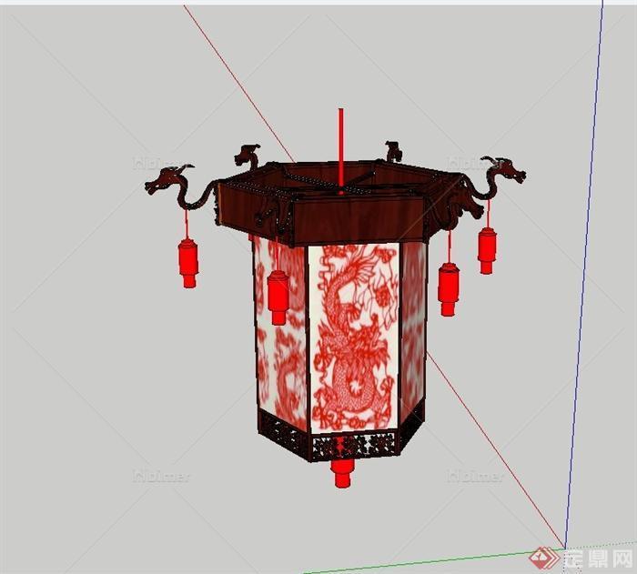 一盏中式灯笼设计SU模型