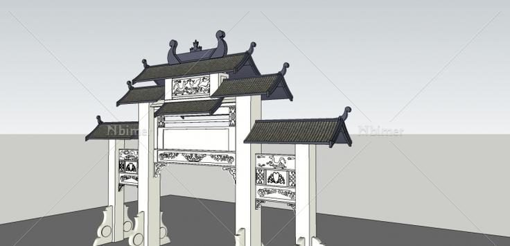 牌楼中国古建设计方案带SketchUp模型下载分享