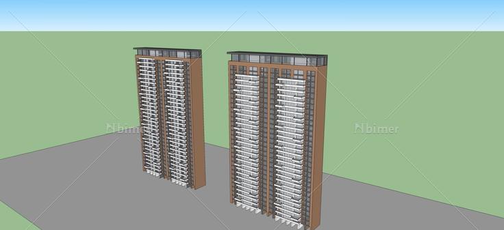 现代风格高层住宅(64541)su模型下载