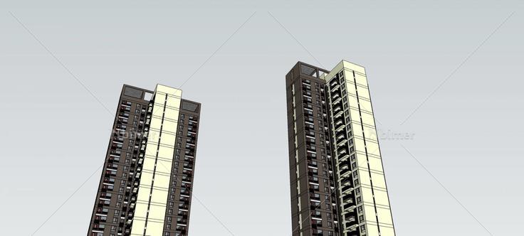 现代高层商业住宅楼(79259)su模型下载