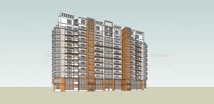现代高层住宅楼(36353)su模型下载