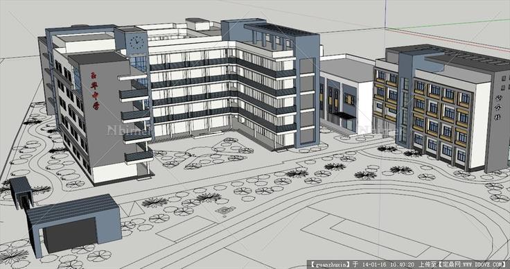 精品教学楼及学生宿舍里SU模型设计