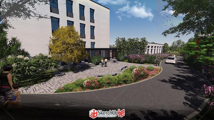 一个国学讲堂院落建筑+景观设计方案