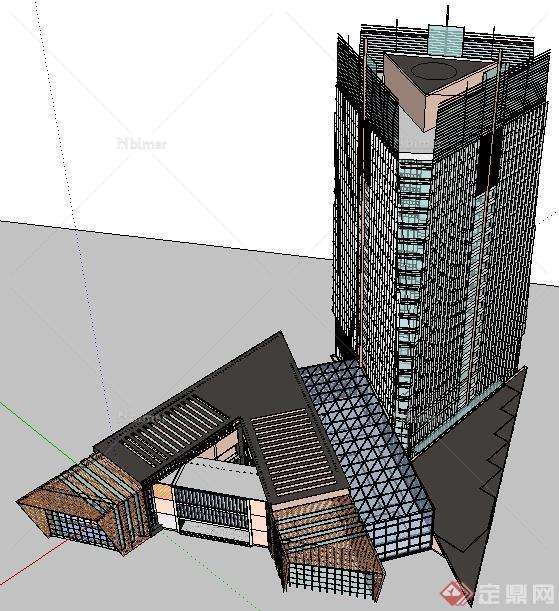 现代风格办公大厦建筑设计SU模型