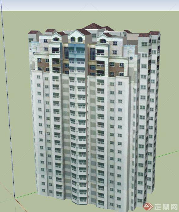 特色高层住宅楼建筑设计SU模型