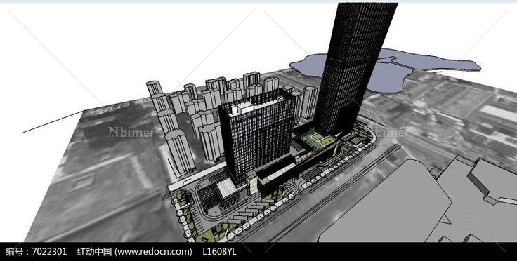 现代高层建筑外观SU模型