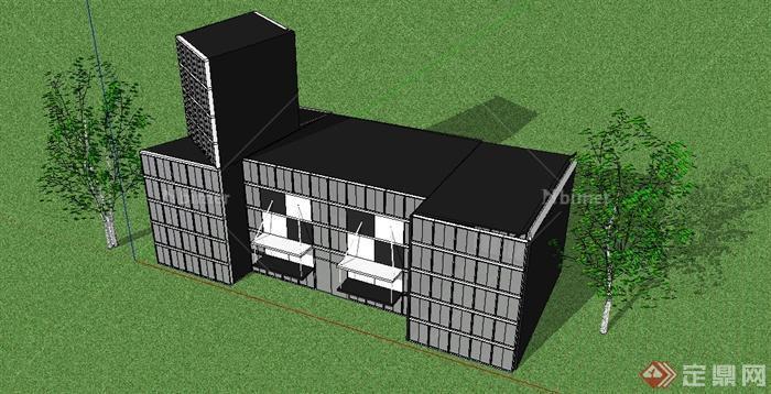 一栋多层办公楼建筑设计SU模型