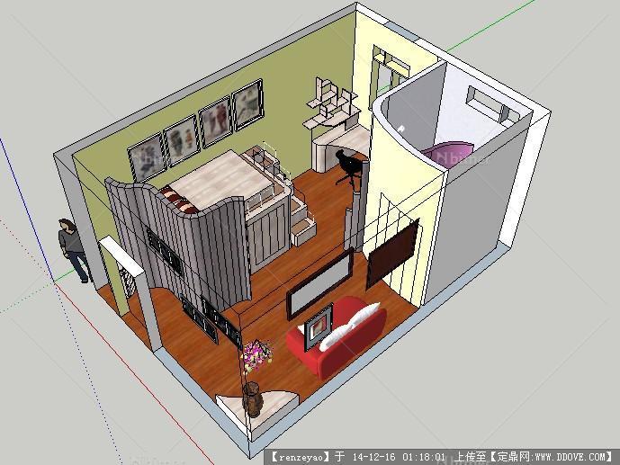 单身宿舍室内设计su模型