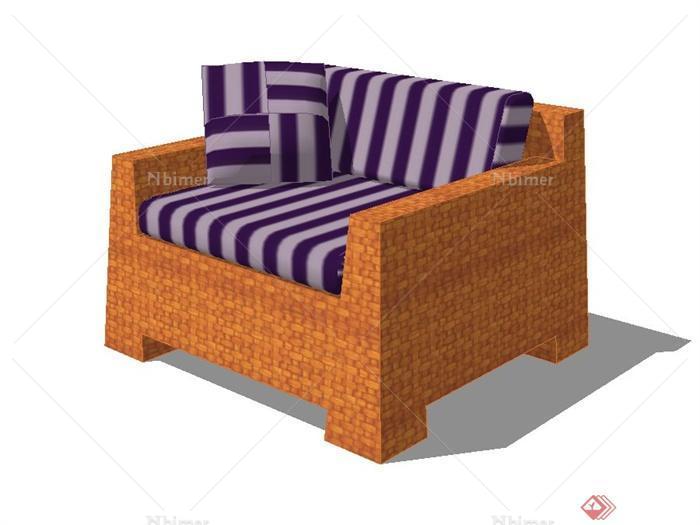 现代风格单人沙发设计su模型[原创]