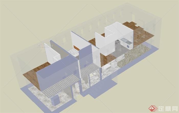 现代某两层居住建筑设计SU模型