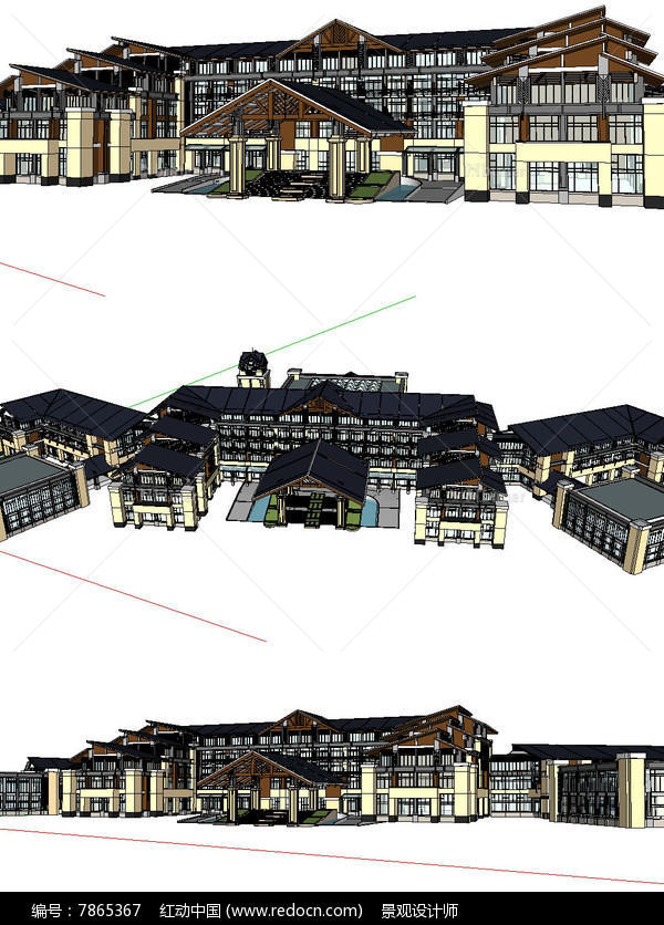温泉酒店建筑草图大师SU模型