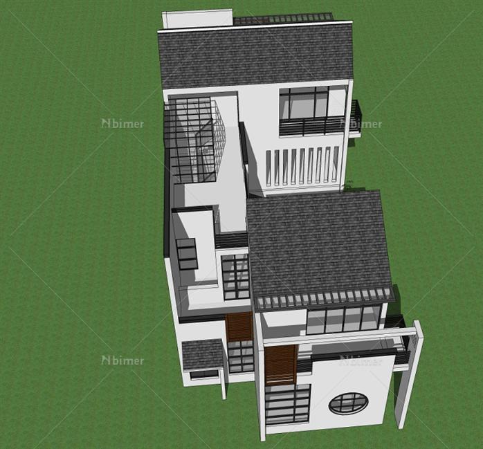 新中式沿街别墅建筑方案设计SU模型[原创]