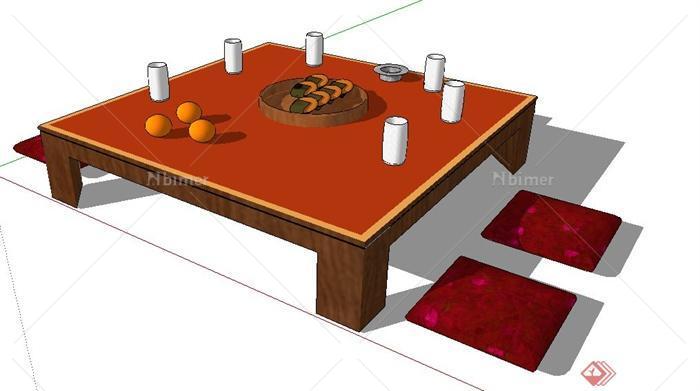 日式风格餐桌su模型