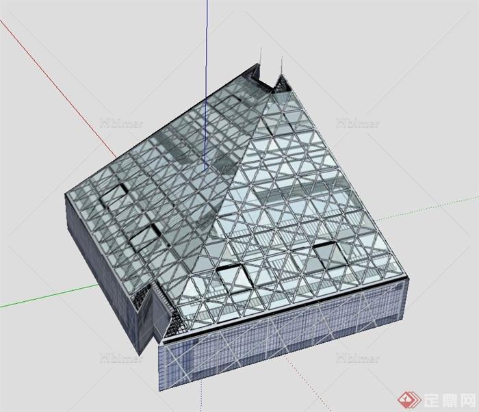 某现代不规则形状商城购物中心建筑设计SU模型