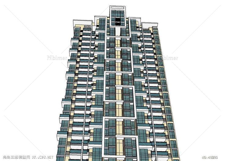 0546西安住宅高层平面立面总图skpB房型高层住宅