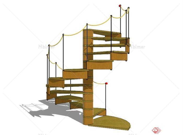 旋转木楼梯设计SU模型[原创]