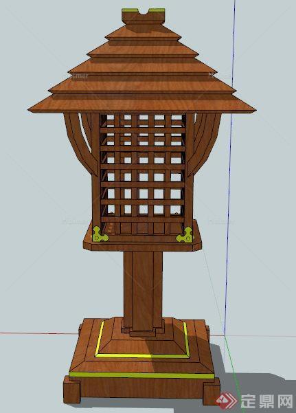 中式汉风庭院灯灯龛su模型