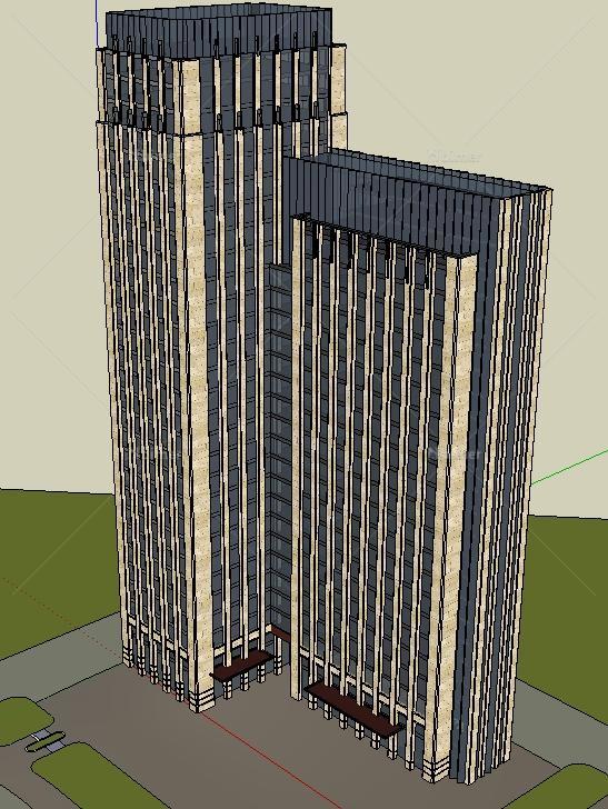 某新古典酒店大厦建筑方案设计SU模型[原创]