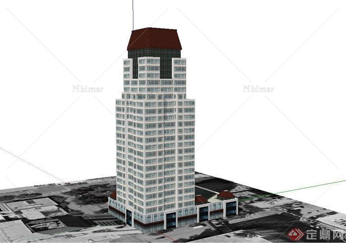 某高层银行办公大厦建筑设计SU模型