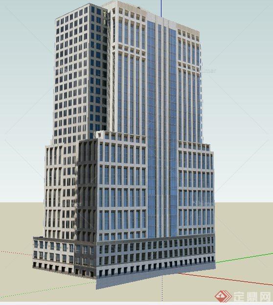 现代简约高层办公楼建筑设计SU模型