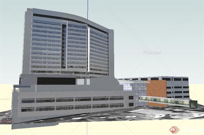 现代风格医院大楼建筑设计su模型