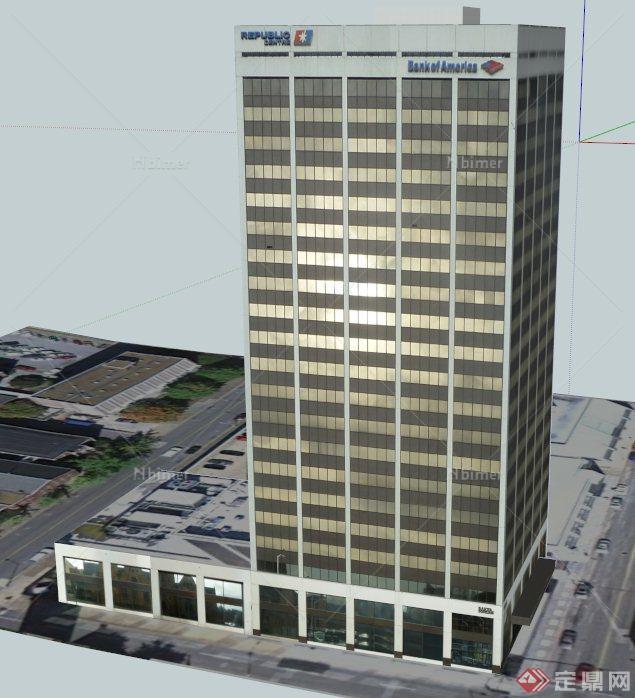 美国某银行大楼建筑设计SU模型