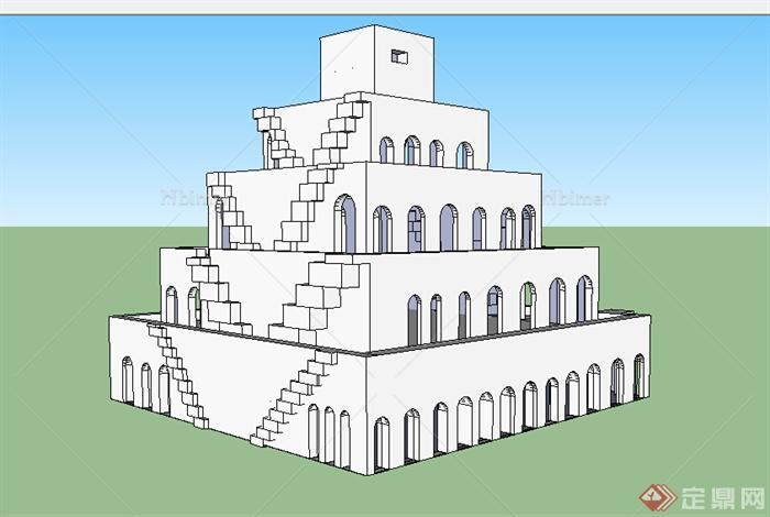 某特色文化展览建筑设计SU模型