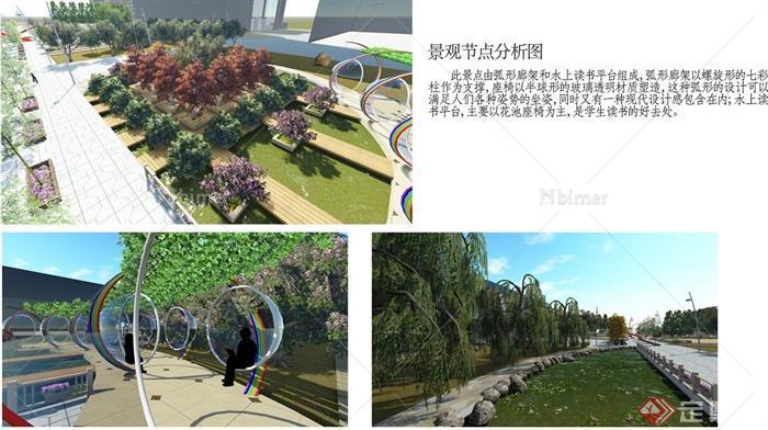 某学校广场景观规划设计SU模型+JPG方案图+CAD施