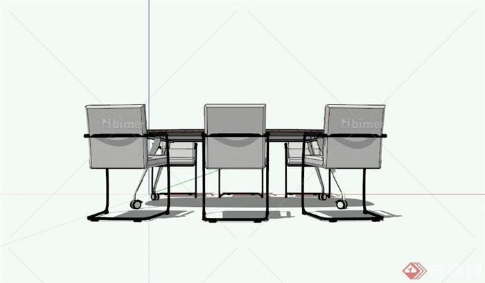 六人会议桌椅组合SU模型[原创]